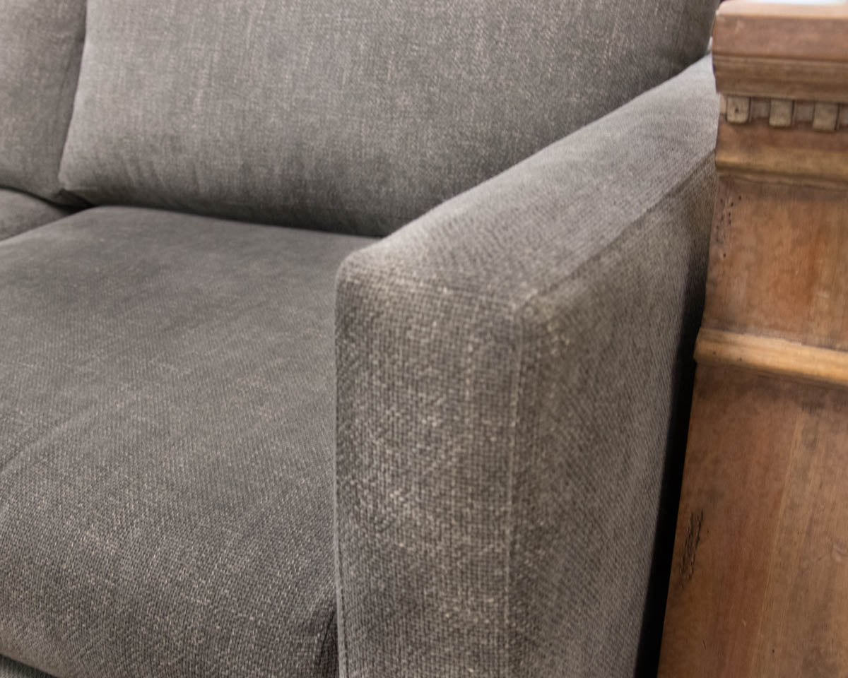 Crate & Barrel Pacific Sofa Wood Base 2-Piece Bench Sectional  In Steel Grey