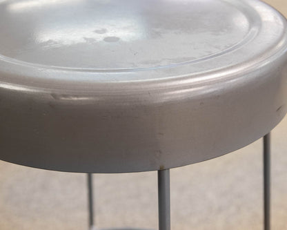 Pair of Silver Finish Metal Counter Stools