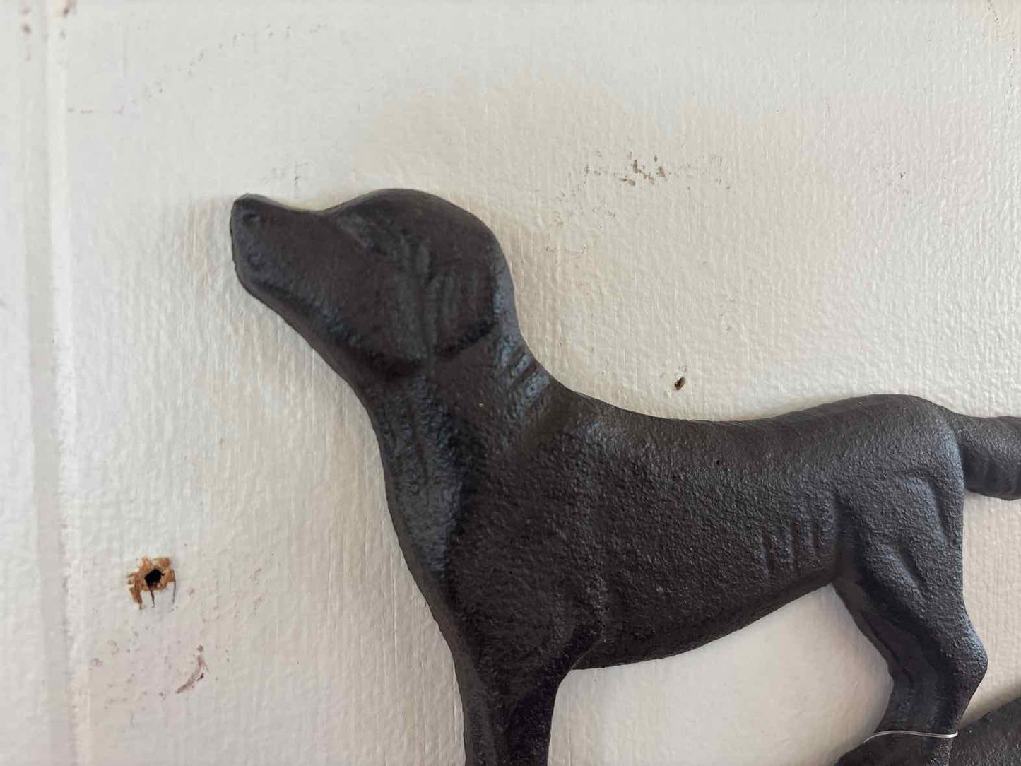 Cast Iron Dog W/ Bone Wall Hook