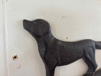 Cast Iron Dog W/ Bone Wall Hook