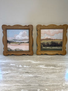 Set of Two Natural Wood Framed Landscape