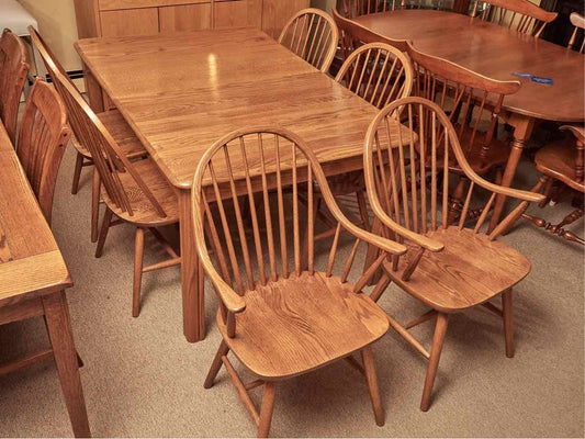 Oak Dining Table & 6  Bow Back Chair Set