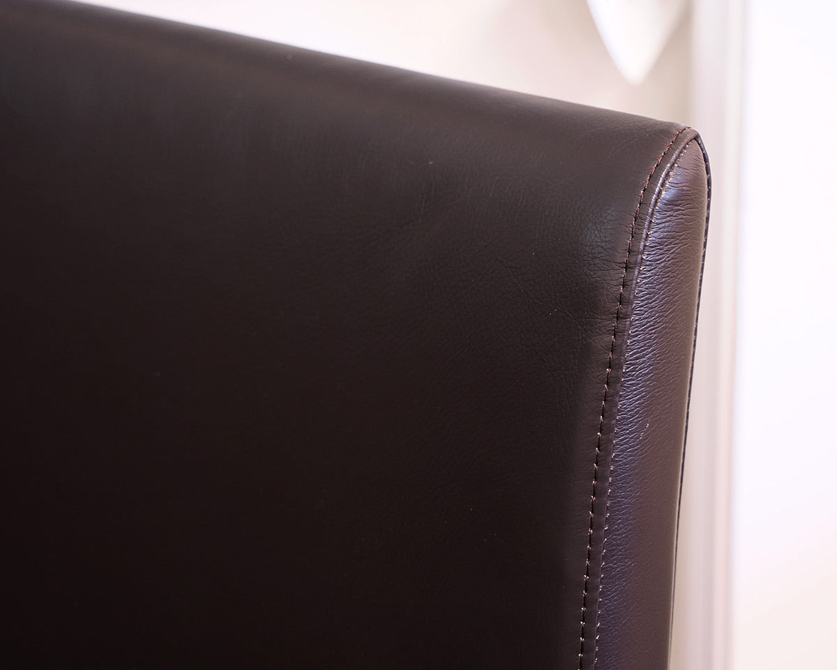 Set of 4 Chocolate Brown Faux Leather Parsons Dining Chairs