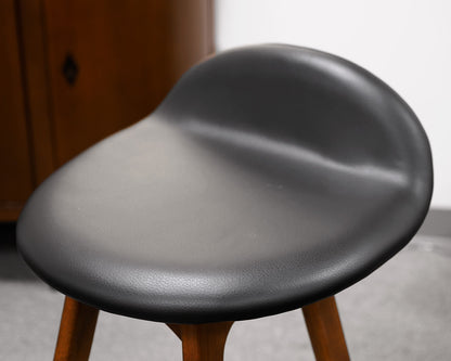 Set of Four Black and Walnut Bar Stools