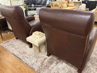 Barcalounger Pair of Chestnut Brown Leather Recliners