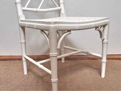 Pair of Bamboo & Cain Seat Arctic White Finish Dining Chairs