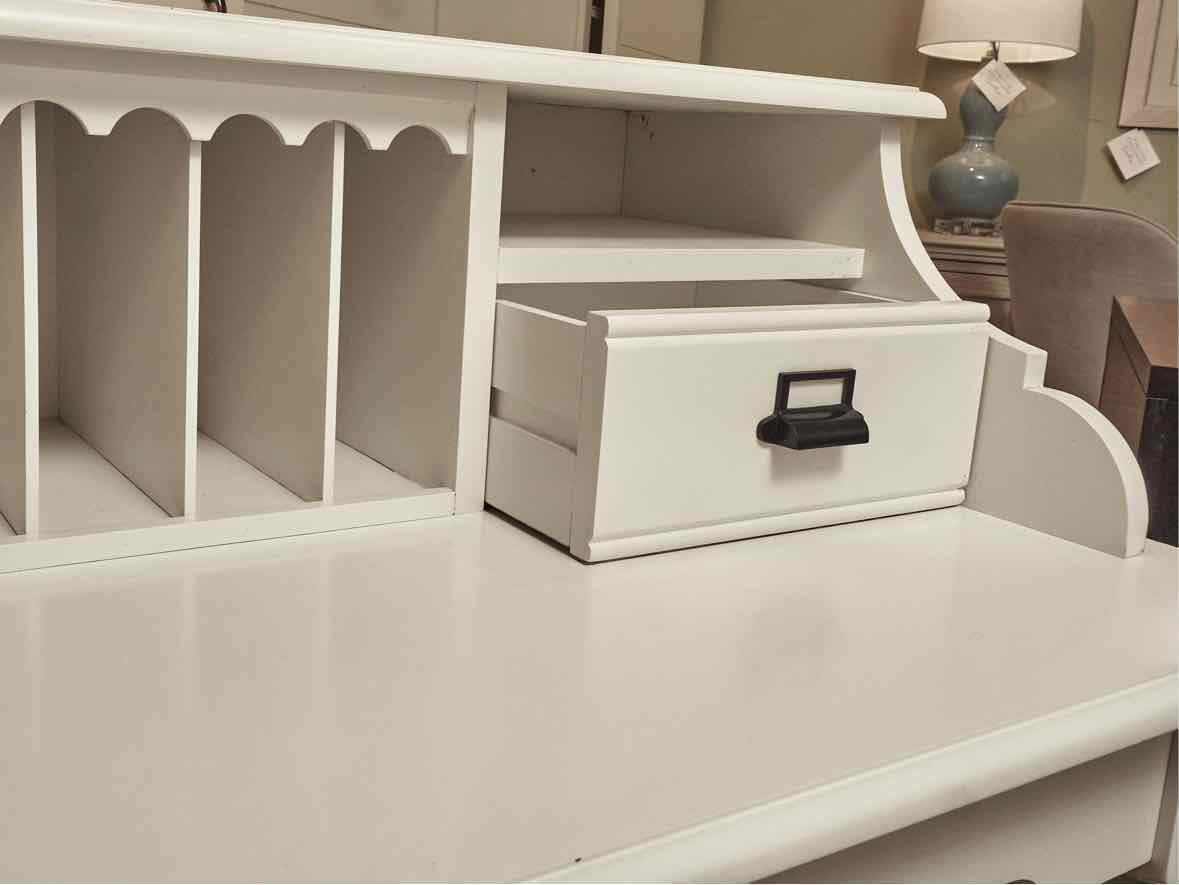 White Writing Desk with Storage Top