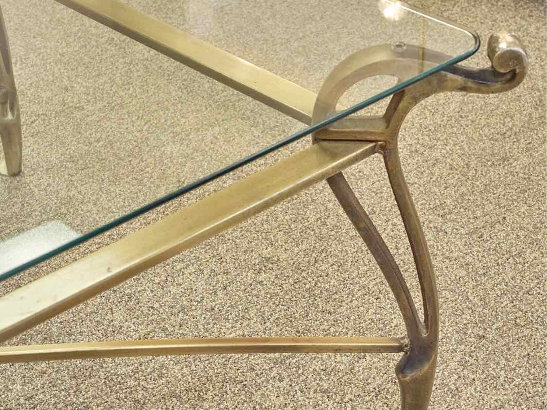 Bronze Iron Cocktail Table with Glass Top