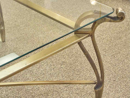Bronze Iron Cocktail Table with Glass Top