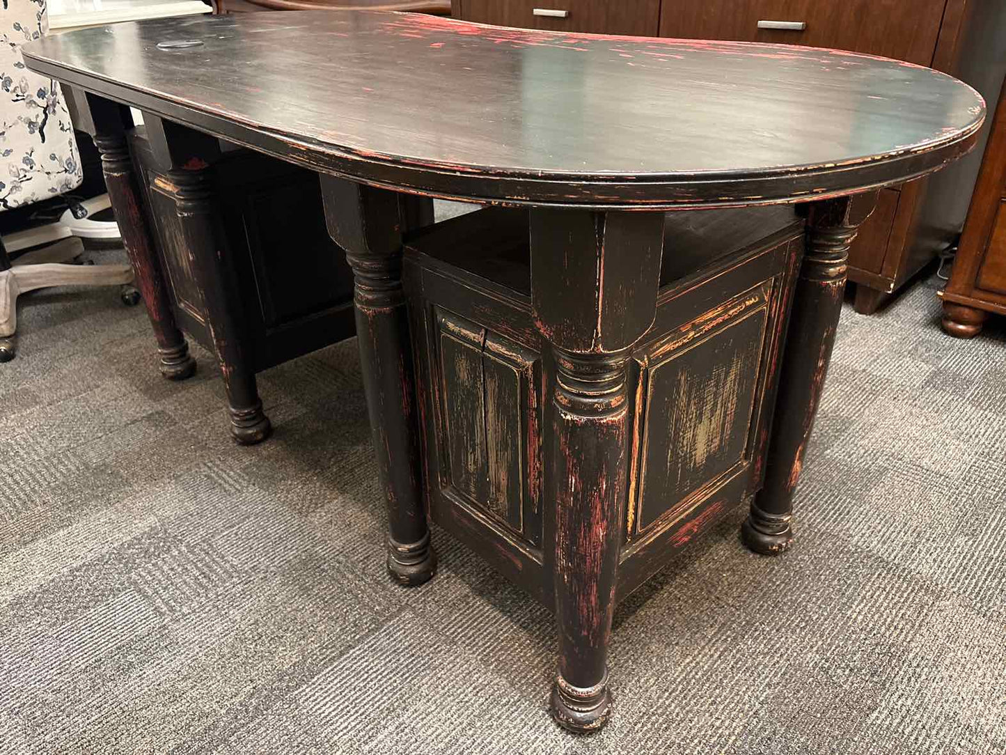 Weathered Black Kidney Desk