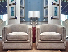 Pair of Dove Grey Upholsteted Swivel Chairs