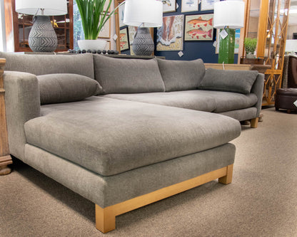 Crate & Barrel Pacific Sofa Wood Base 2-Piece Bench Sectional  In Steel Grey