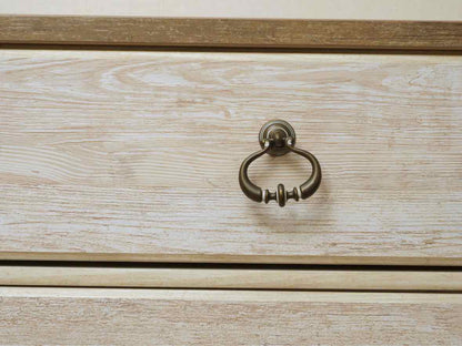 White Washed 6 Drawer Dresser with Metal Pulls