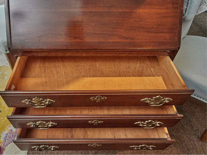 Cherry Secretary Desk with Drop Front & Glass Pane Door Top