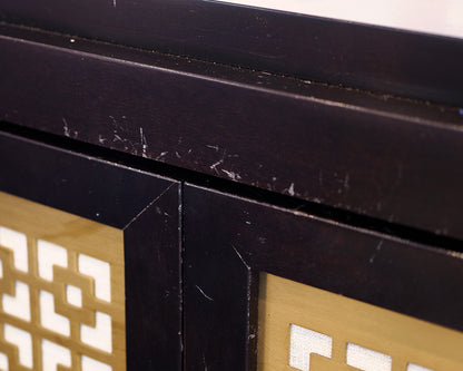 Storage Console Cabinet With Brass Metal Inlay