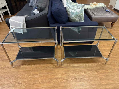 Pair of Chrome and Glass Side Tables