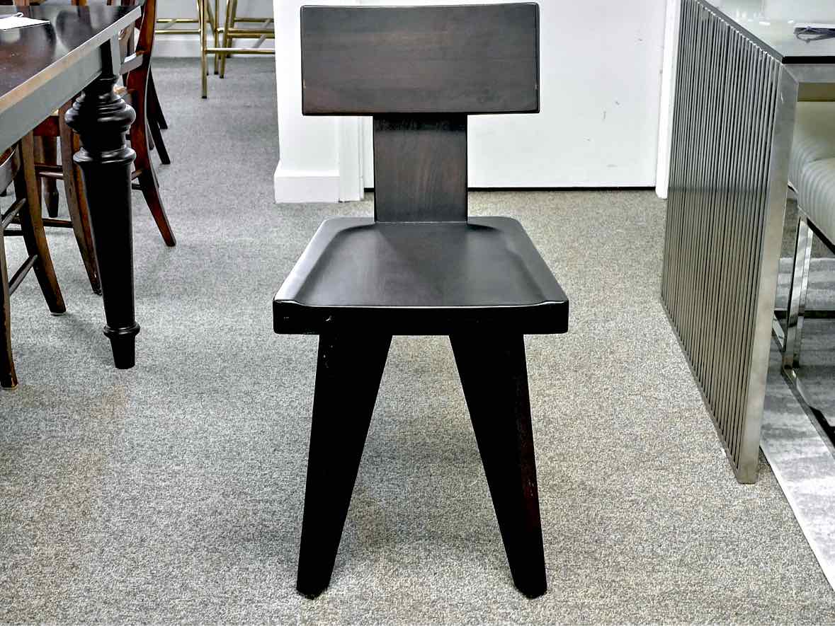 Crate & Barrel 'Yukon' Live Edge Table & Set of 4 Matching Chairs in Black-Brown