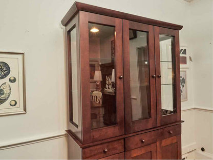 Boston Interiors Cherry 3 Glass Door  3 Drawers 3 Cabinet Doors  Hutch