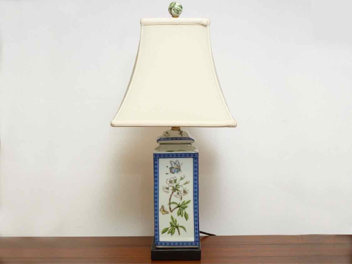 Porcelain Butterfly Square Jar Lamp