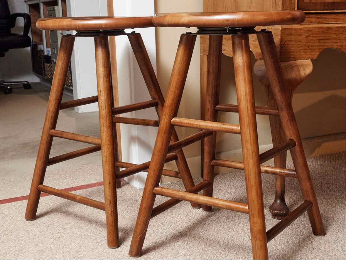 Pair Of Maple Swivel  Counter Stools