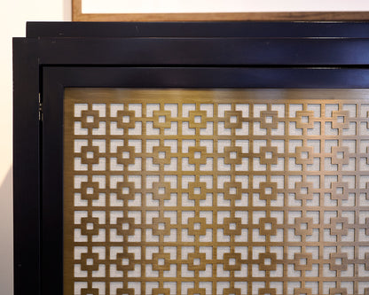 Storage Console Cabinet With Brass Metal Inlay