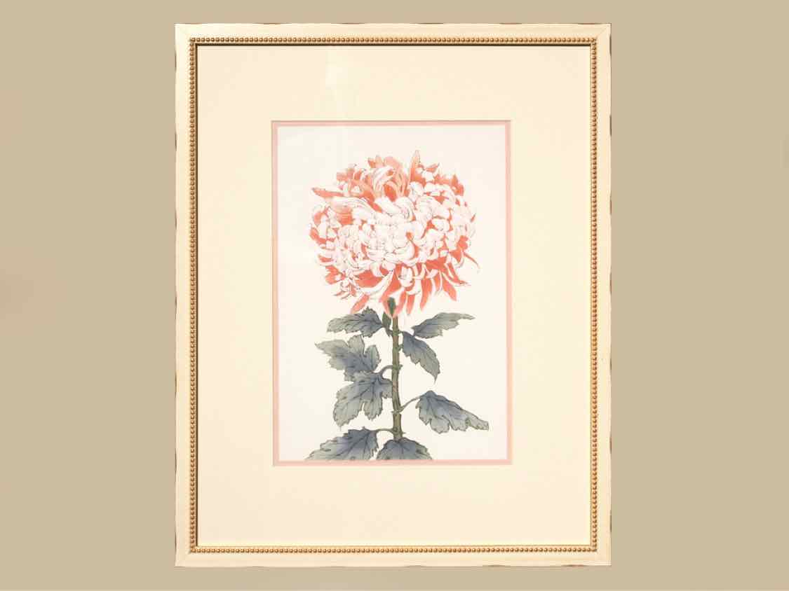 Framed Giclee:  "Asian Coral & White Flowers I"