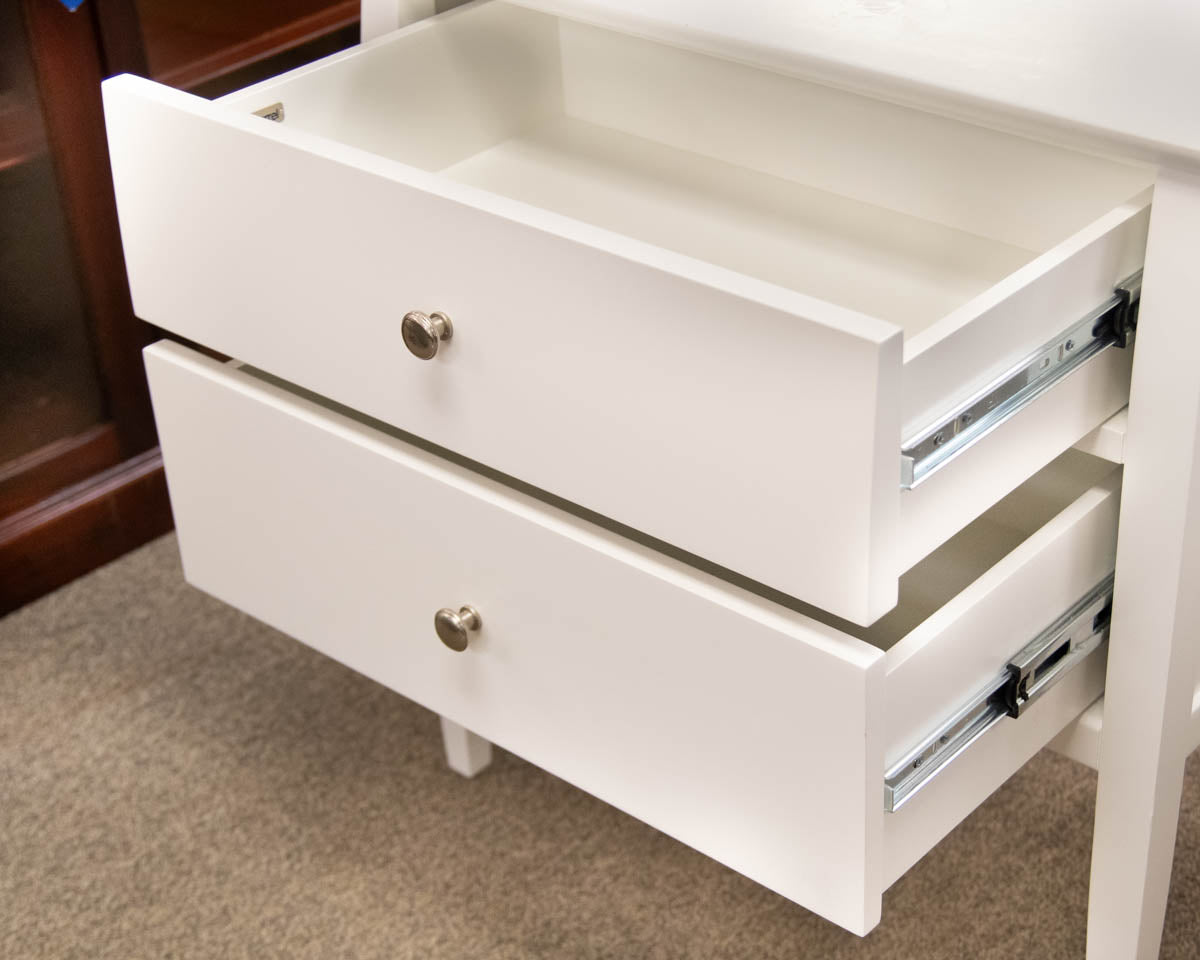 Pair of Crate & Barrel 'Mason' White 2 Drawer Nightstand
