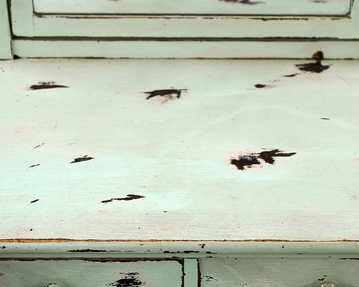 Tall Vintage Chest with Pivot Mirror in Rustic Mint Green