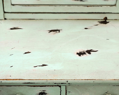 Tall Vintage Chest with Pivot Mirror in Rustic Mint Green