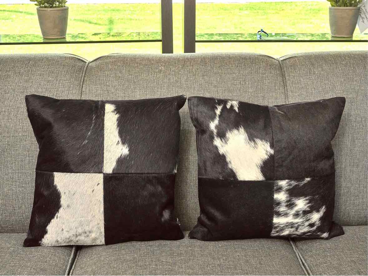 Pair Of Sia Hide Accent Pillows