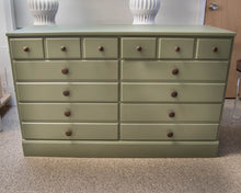 Six  Drawer Dresser In Sage Green Finish W/ Wood Knobs