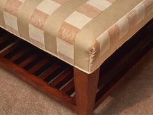Custom Upholstered In  Ivory,Beige & Taupe Dark Stained Legs  Ottoman