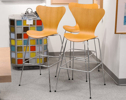 Set of 3 Fritz Hansen Bar Stools