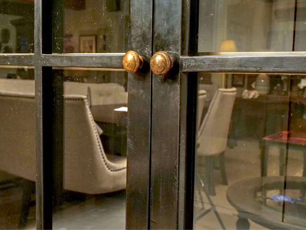 Black Finish 3 Piece Stackable 12 Glass Pane Door Display Cabinet