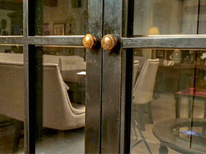 Black Finish 3 Piece Stackable 12 Glass Pane Door Display Cabinet