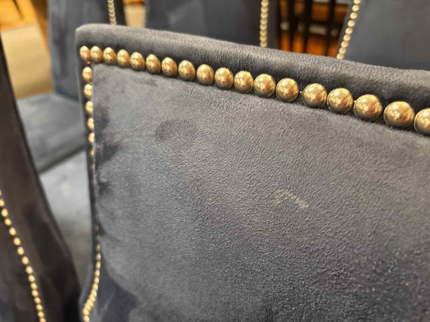 Set of 8 Deep Blue Suede Dining Chairs