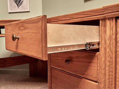 Unfinished Business Oak  Corner Desk with 6 File Drawers