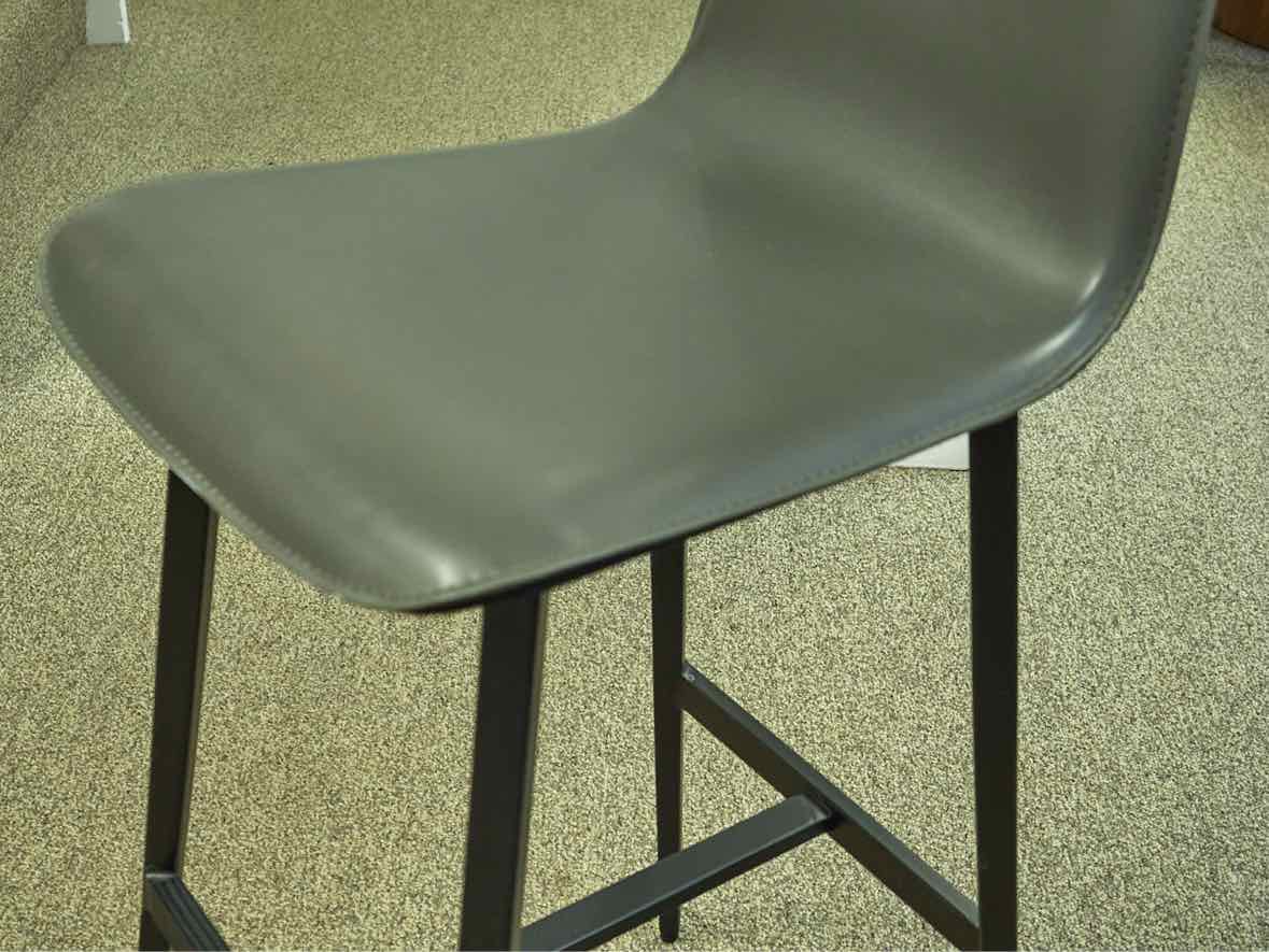 Room & Board Hirsch Set of 3 Bar Stools in Grey Leather