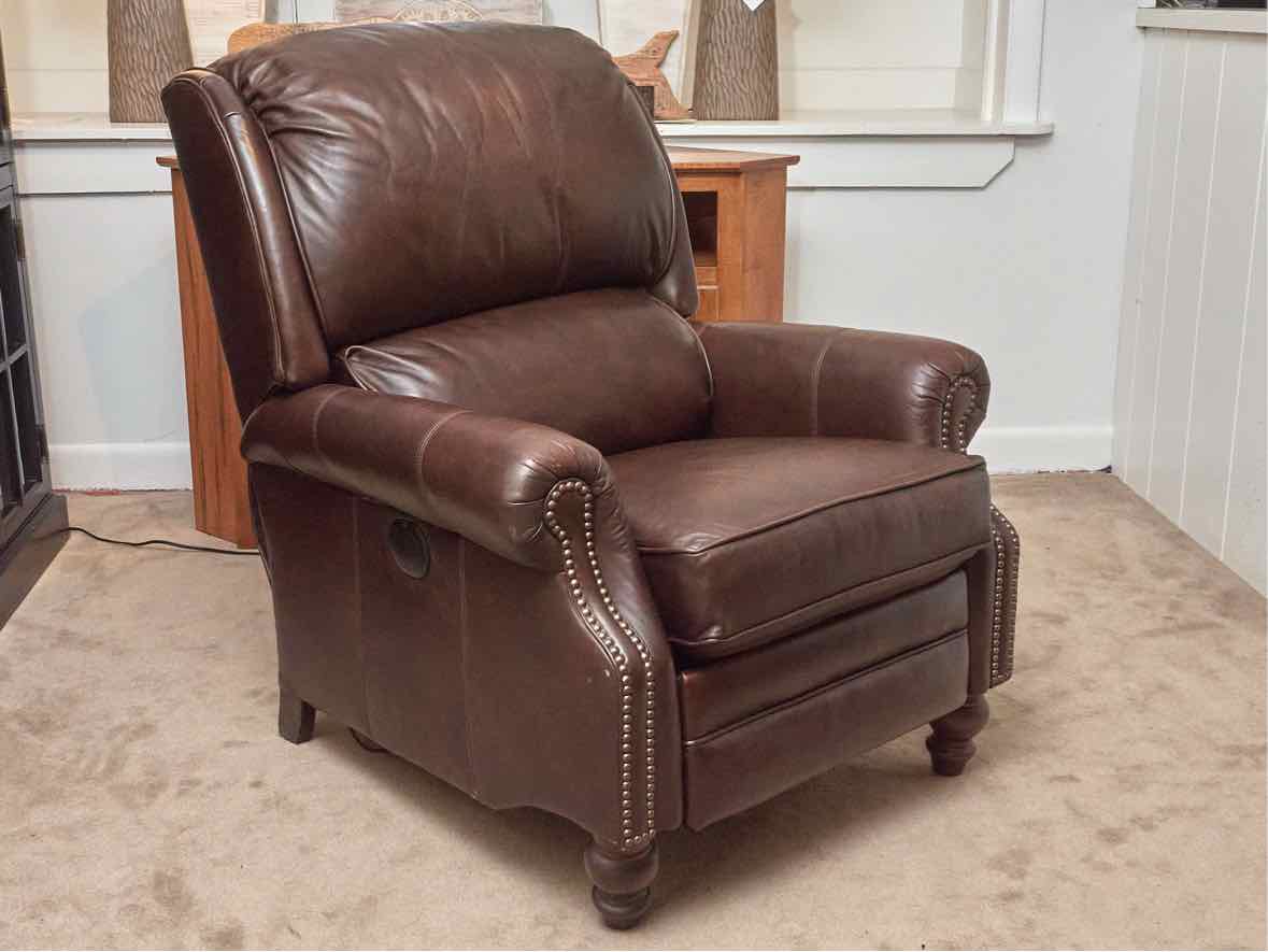 Espresso Brown Bonded  Leather Nailhead Trim  Power Recliner