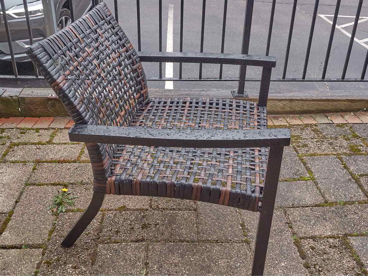 Frontgate Outdoor Set 'Isloa' Black Aluminum & Black Walnut Wicker
