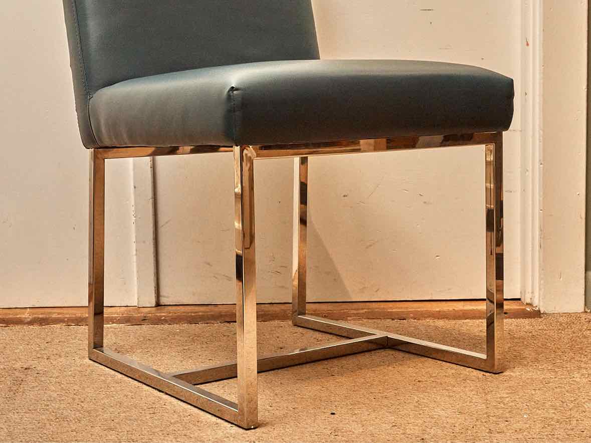 Faux Leather In 'Cobalt Blue' Chrome  Legs Office Chair