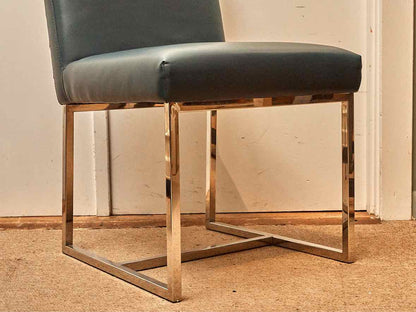 Faux Leather In 'Cobalt Blue' Chrome  Legs Office Chair
