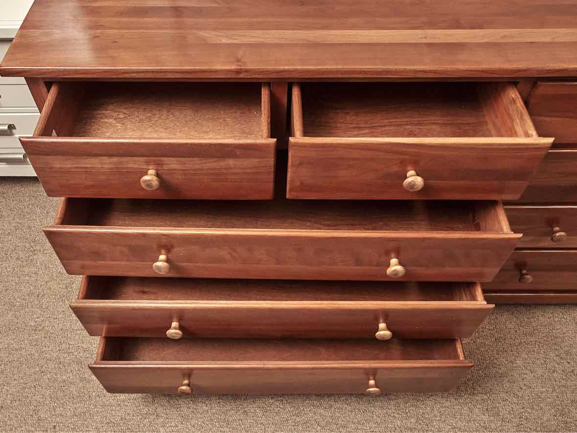 Cherry 10 Drawer Double Dresser