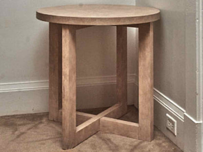 East At Main White Washed Finish Round Crisscross Base Accent Tables