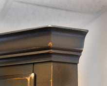 Canadel Black Distressed Corner Cabinet Featuring Glass Display Doors