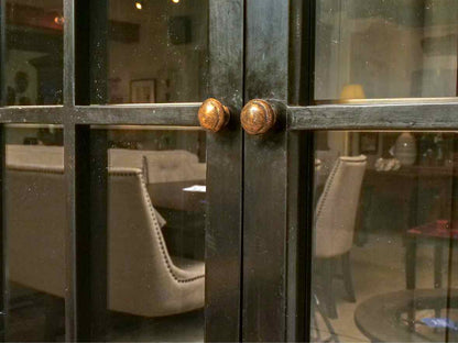Black Finish 3 Piece Stackable 12 Glass Pane Door Display Cabinet