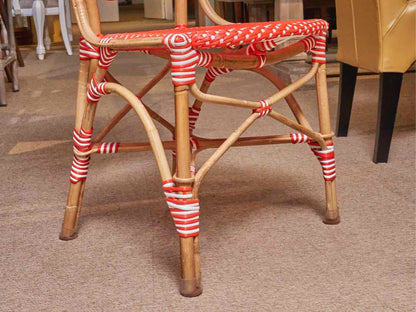 PairOf  Frontgate  Red & White Woven Bamboo Frame Bistro  Chairs