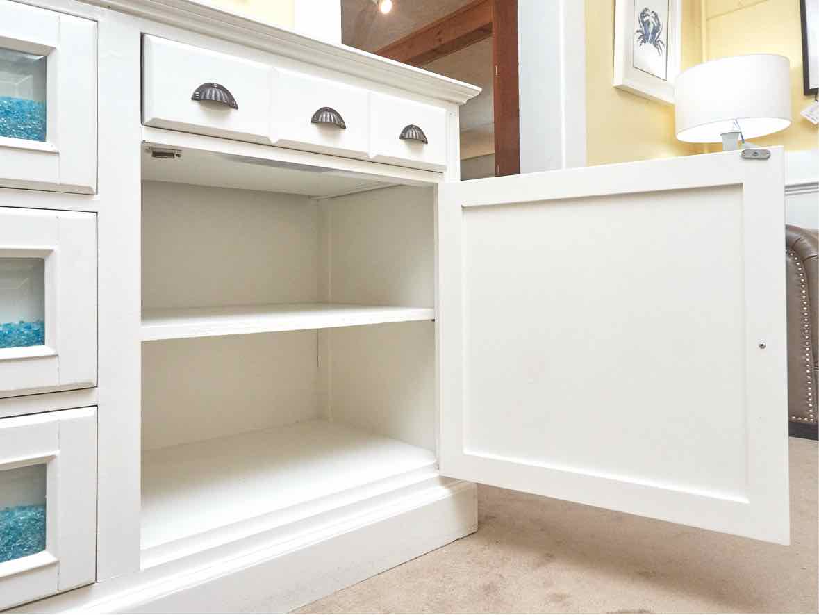 White Finish 5 Drawer 2 Door  Sideboard