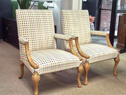 Pair of Minton-Spidell George III Style Arm Chairs