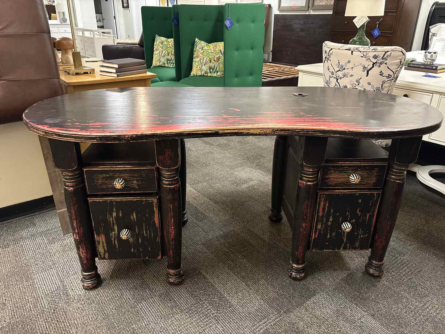 Weathered Black Kidney Desk